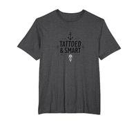 Tattoed & Smart: Saggezza del Teschio Nautico per Gli Amanti dell'inchiostro Maglietta, Uomo Taglie Grandi, Grigio Scuro, 3X Tall
