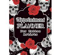 Tattoo Appointment Planner: Client Scheduling, Time Slots, Sessions & Booking Organizer - Red roses and Skulls