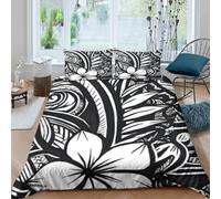 Tattoo designSet Di Copripiumino microfibra morbida 3 pezzi motivo 3D cerniera nascosta Black white floral art copripiumino con federe traspirante ultra morbido for ragazze Super king（260x220cm）
