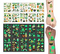 Tattoo Kids 216 Pezzi Adesivi Tatuaggio Giorno di San Patrizio 20 Fogli Set Tatuaggio Temporaneo Luminoso Adesivi Tatuaggi Impermeabili per Adulti Bambini Giorno di San Patrizio Accessori Decorazioni