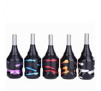 Tattoo Machine One-Piece Handle, 30mm Aluminum Alloy Dual-Color Electroplated Precision-Carved Handle(Blue)