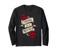 Tattoo Rose & Bilanciere Palestra Mamma Fitness Regalo per mamme forti Maglia a Manica