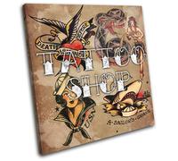 Tattoo Shop Ink Vintage Retro Collage SINGLE TELA parete arte foto stampa