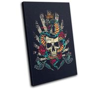 Tattoo Skull Snake Crown Vintage SINGLE TELA parete arte foto stampa