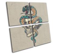 Tattoo Snake Skull Old School Vintage MULTI TELA parete arte foto stampa