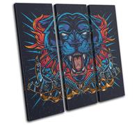 Tattoo Tiger Old School Vintage TREBLE TELA parete arte foto stampa