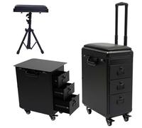 Tattoo Trolley Professionale Con 3 Cassetti, Workstation Mobile Trucco Con Serratura A Combinazione, Valigia Porta Strumenti E Make Up Storage Box