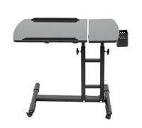 Tattoo Workstation regolabile in altezza con bracciolo, tavolo da tatuaggio mobile con ruote per studio, doppia piastra girevole per tatuaggi accessori salone, tavolo manicure ferro legno design nero