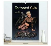 Tattooed Girls and Bikes (hochwertiger Premium Wandkalender 2026 DIN A2 hoch), Kunstdruck in Hochglanz: Ein Studioshooting mit schönen tätowierten Frauen und alten Motorrädern