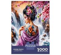 Tattooed Lady Waterfall 1000 Pezzi Puzzle Classico Wild Beauty Puzzle Per Adulti Cartone Riciclato - Sfida Educativa, Gioco in Casa, Regalo Geniale Per I Principianti 52x38cm/1000pcs