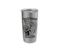 Tattoos Are For Sinners Tatuaggio Divertente Diavolo Angelo Tatuaggio Bicchiere termico in acciaio inox doppia parete