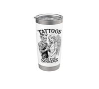 Tattoos Are For Sinners Tatuaggio Divertente Diavolo Angelo Tatuaggio Bicchiere termico in acciaio inox doppia parete