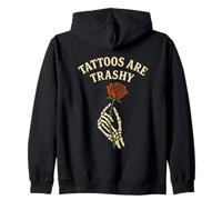 Tattoos Are Trashy Mano Scheletro Rosa Umorismo Sarcastico Felpa con Cappuccio