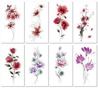 Tatuaggi Adesivi Floreali Impermeabili Per Le Donne, Resistenti E Sexy, Adatti Per Clavicola E Petto. 160 * 90mm A008