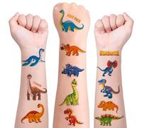 Tatuaggi di Dinosauri per Bambini, 10 Fogli Tatuaggi Temporanei Finti per Bambini, Adesivi Impermeabile di Dinosauro, Gadget Compleanno Bambino Regalini Fine Festa Dinosauro Deco (E)