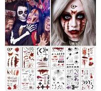 Tatuaggi Finti,12 Pezzi Zombie Tatuaggi,Tattoo Temporanei,Alloween Cicatrice Adesivo,Tatuaggio Della Ferita,Halloween Ragnatela Finti Tattoos,per Carnevale,Carnevali e Feste a Tema,Halloween