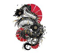 tatuaggi finti, tatuaggi temporanei,1 foglio adesivo for tatuaggio temporaneo serpente nero che gira drago stile cinese fiore braccio coscia che copre cicatrice tatuaggio finto