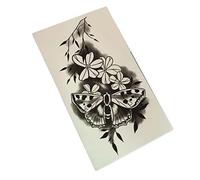 tatuaggi finti, tatuaggi temporanei, adesivi for tatuaggi temporanei con fiore nero gotico a 2 fogli, tatuaggi finti in stile punk, con cicatrice sul braccio del fiore della farfalla