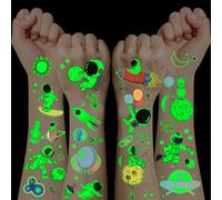 Tatuaggi luminosi per bambini, 12 fogli, per la scuola, per bambini, per lo spazio, per bambini, per il compleanno dei bambini, piccoli regali