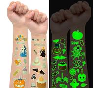 Tatuaggi luminosi per Halloween, per bambini, zucca, fantasma, finti tatuaggi luminosi, accessori per feste di Halloween, decorazione per bambini, ragazzi e ragazze (12 fogli)