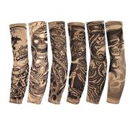 Tatuaggi manica Tatuaggi manica braccio calza copertura tatuaggio ciclismo bicicletta protezione UV manica manica guanti protettivi per uomo donna all'aperto - 6 pezzi