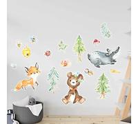 Tatuaggi murali Papierdrachen - 8 fogli con adesivi murali per bambini - decorazione della stanza dei bambini - decorazione murale - animali della foresta - 22 x 30 cm per foglio - set 6