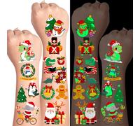 Tatuaggi Natale Bambini 35 Fogli 350+ Design Carini, Tatuaggi Temporanei Luminosi per Bambino e Bambina Comprendono Babbo Natale Alberi Ghirlanda Renna Slitta Campanelle ecc, Regali Natale Bambini