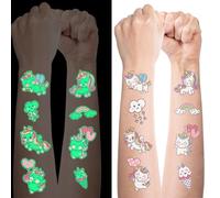 Tatuaggi per Bambini - 10 Fogli Unicorni Fluorescenti Party, Temporanei Fluo, Gadget Compleanno, Giochi Bambina, Accessori Party
