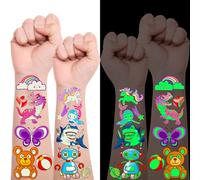 Tatuaggi per Bambini 30 Fogli 400 Style Tatuaggi Luminosi per Bambini con dinosauri Sirena Unicorno Farfalle Squalo Spazio Auto ecc, Gadget Compleanno Bambina e Bambino, Regalini Fine Festa Compleanno