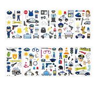 Tatuaggi per Bambini Polizia, 10 Fogli di Tatuaggi Temporanei Bambini, Trasferelli Cartoon, Adesivi per Tattoo Veicoli, con Auto della Polizia, per Feste di Compleanno