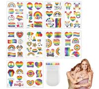 Tatuaggi Pride Temporanei Set 10 Design Diversi, 74 Motivi con 6 Colori, Adatti per Feste e Eventi LGBTQ+ - Tatuaggi Arcobaleno, Cuori, Stelle, Bandiera, Fist, LOVE, per Adulti e Bambini, Fa