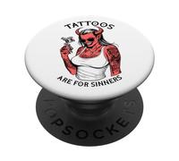 Tatuaggi Sono Per I Peccatori Divertente Tatuaggio Diavolo Donna Tattooist PopSockets PopGrip Adesivo