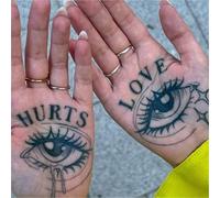 Tatuaggi Sul Braccio Con Lettere Inglesi E Occhi, Design A Base Di Erbe, Impermeabili, Semipermanenti, Di Lunga Durata 2 Settimane, Tatuaggi Finti