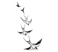Tatuaggi Temporanei 10 Pc Di Tatuaggio Con Rondine In Nero - Cinque Uccelli In Volo - Tatuaggio Temporaneo Per Il Corpo