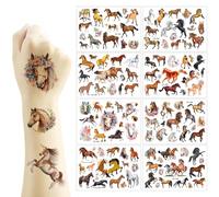 Tatuaggi Temporanei 8 Fogli Tatuaggi Temporanei Cavalli, Adesivi Temporanei Per Tatuaggi, Tatuaggi Bambini Animali, Adesivi Per Tatuaggi Impermeabili, Adatti Per Feste, Vacanze E Altro