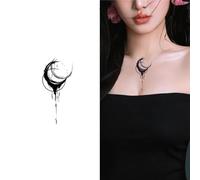 Tatuaggi temporanei a base di erbe lunari con uno stile di inchiostro a schizzi unico, impermeabili e antiriflesso, realistici e duraturi per 2 settimane, tatuaggi finti(3pcs)