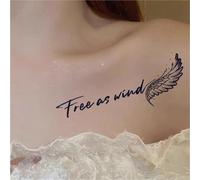 Tatuaggi temporanei adesivi con lettere e piume, semipermanenti impermeabili e duraturi per donne, durata 2 settimane, tatuaggi finti