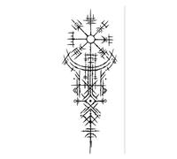 Tatuaggi temporanei adesivi geometrici con rune vichinghe, impermeabili e duraturi, da una a due settimane, per braccia e gambe.(1pcs)