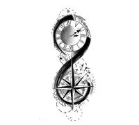 Tatuaggi temporanei adesivi impermeabili antiriflesso con motivo a bussola, durata 15 giorni, per body art, tatuaggio finto sul braccio del ragazzo(1pcs)
