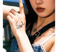 Tatuaggi temporanei artistici con sole, luna e onda - Design lineare, impermeabili, resistenti allo sfregamento, durano 2 settimane, tatuaggio finto(2pcs)