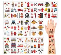 Tatuaggi Temporanei Bambini, 10 Fogli Tatuaggi dei Vigili del Fuoco, Trasferelli per Bambini Cartoon, Adesivi per Tattoo Veicoli come Gadget Compleanno