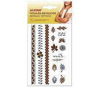 Tatuaggi temporanei colori metallici alpini | Adesivi rimovibili per il corpo per bambini e adulti | Tatuaggi rimovibili di colore metallico: oro e argento | Tatuaggi con disegni vari, impermeabili.