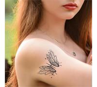 Tatuaggi temporanei con ali di farfalla sognanti, stile erbaceo impermeabile, lunga durata 2 settimane, tatuaggi finti