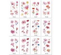 Tatuaggi Temporanei Con Fiori Di Ciliegio Rosa Acquerellati, Trucco Floreale Per Il Viso, Pittura Del Viso Fresca E Carina Dipinta A Mano 120 * 76