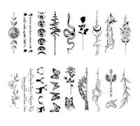 Tatuaggi Temporanei con Parole Floreali per Donne e Uomo, Adesivi per Tatuaggi Temporanei Sexy Neri Realistici Impermeabili di Lunga Durata per Adulto Body Art Braccio Schiena Tattoo Stickers