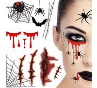 Tatuaggi temporanei di Halloween - effetti sanguinanti, ragnatele e cicatrici