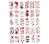 Tatuaggi temporanei di Halloween, tatuaggi temporanei di Halloween cicatrice sanguinante ferita di sangue per trucco, trucco di zombi, costume da cosplay per feste, sembra reale su viso e corpo per l