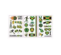 Tatuaggi temporanei ecologici da calcio da 20 pezzi for viso e corpo - Adesivi con bandiera impermeabili for tifosi, for lo stadio del gioco del giorno della partita(Jamaica(1set))