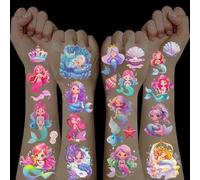 Tatuaggi Temporanei Glitter, 10 Fogli Tatuaggi per Bambini Sirena Trasferelli per Bambini Tatuaggi Finti Pignatta Compleanno Bambina Stickers Bambini Attacca Stacca Regalo Bambina 3 4 5-12 Anni