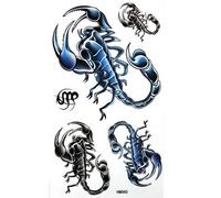 Tatuaggi temporanei impermeabili, tatuaggi temporanei, adesivi for tatuaggi temporanei scorpione nero e blu fantastici